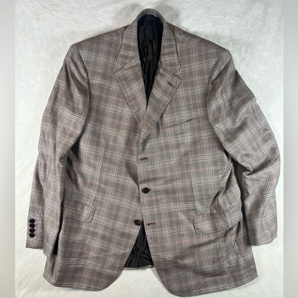 Recent Brioni EU56 US 46R 100% Pure Cashmere Glen Plaid Double Vent Blazer Coat - Picture 3 of 16